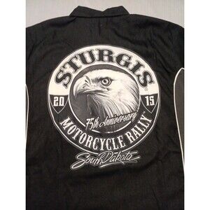 Sturgis 2015 75th Anniversary Button Up Shirt Men’s XLarge Bike Wear Motorcycle